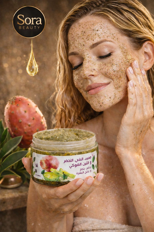 مقشر الوجه بالتين الشوكيّ و الشاي الأخضر